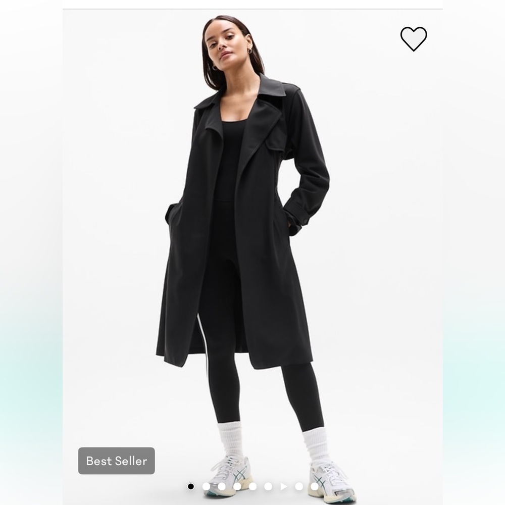 Athleta Stellar Black Trench Coat size XL